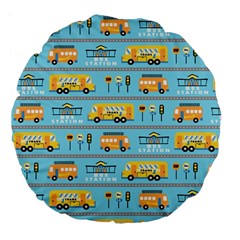 Buses-cartoon-pattern-vector Large 18  Premium Flano Round Cushions by Jancukart