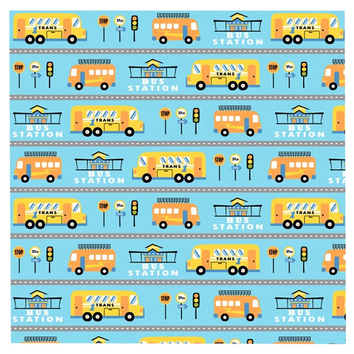 Buses-cartoon-pattern-vector Wooden Puzzle Square