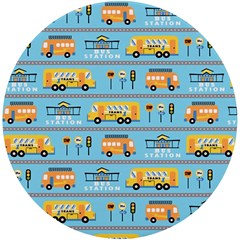 Buses-cartoon-pattern-vector Uv Print Round Tile Coaster by Jancukart