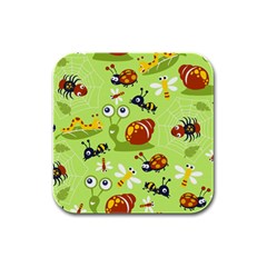 Little-animals-cartoon Rubber Square Coaster (4 Pack)