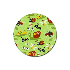 Little-animals-cartoon Rubber Round Coaster (4 Pack)