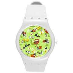 Little-animals-cartoon Round Plastic Sport Watch (m)