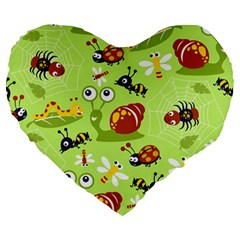 Little-animals-cartoon Large 19  Premium Flano Heart Shape Cushions