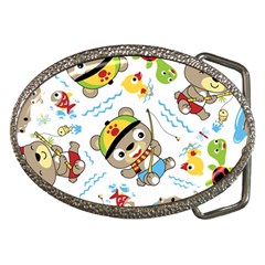 Vector-seamless-pattern-cute-fishing-animals-cartoon Belt Buckles