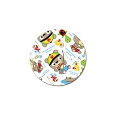 Vector-seamless-pattern-cute-fishing-animals-cartoon Golf Ball Marker (10 Pack)