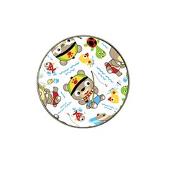 Vector-seamless-pattern-cute-fishing-animals-cartoon Hat Clip Ball Marker