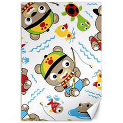 Vector-seamless-pattern-cute-fishing-animals-cartoon Canvas 20  X 30 