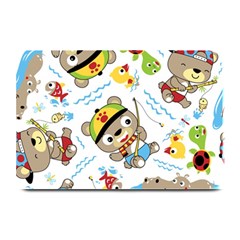 Vector-seamless-pattern-cute-fishing-animals-cartoon Plate Mats by Jancukart