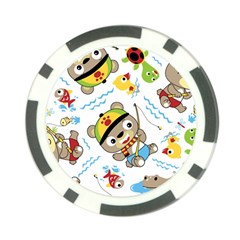 Vector-seamless-pattern-cute-fishing-animals-cartoon Poker Chip Card Guard