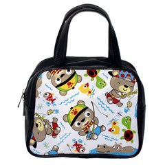 Vector-seamless-pattern-cute-fishing-animals-cartoon Classic Handbag (one Side)