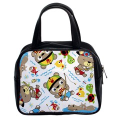 Vector-seamless-pattern-cute-fishing-animals-cartoon Classic Handbag (two Sides) by Jancukart