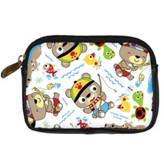 Vector-seamless-pattern-cute-fishing-animals-cartoon Digital Camera Leather Case