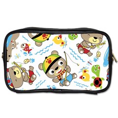 Vector-seamless-pattern-cute-fishing-animals-cartoon Toiletries Bag (two Sides)