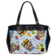 Vector-seamless-pattern-cute-fishing-animals-cartoon Oversize Office Handbag