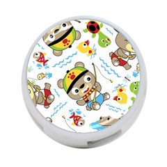 Vector-seamless-pattern-cute-fishing-animals-cartoon 4-port Usb Hub (two Sides)