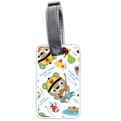 Vector-seamless-pattern-cute-fishing-animals-cartoon Luggage Tag (one Side) by Jancukart