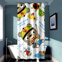 Vector-seamless-pattern-cute-fishing-animals-cartoon Shower Curtain 36  X 72  (stall) 