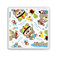 Vector-seamless-pattern-cute-fishing-animals-cartoon Memory Card Reader (square)