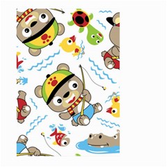 Vector-seamless-pattern-cute-fishing-animals-cartoon Large Garden Flag (two Sides) by Jancukart