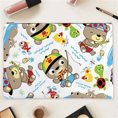 Vector-seamless-pattern-cute-fishing-animals-cartoon Cosmetic Bag (xxl)