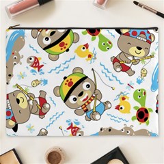 Vector-seamless-pattern-cute-fishing-animals-cartoon Cosmetic Bag (xxxl) by Jancukart