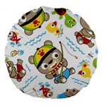 Vector-seamless-pattern-cute-fishing-animals-cartoon Large 18  Premium Round Cushions Back