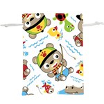 Vector-seamless-pattern-cute-fishing-animals-cartoon  Lightweight Drawstring Pouch (XL) Front