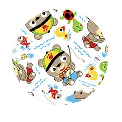 Vector-seamless-pattern-cute-fishing-animals-cartoon Mini Round Pill Box (pack Of 5) by Jancukart