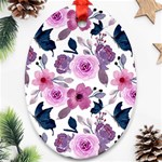 Purple-flower-butterfly-with-watercolor-seamless-pattern Ornament (Oval) Front