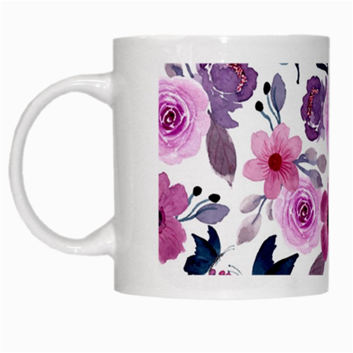 Purple-flower-butterfly-with-watercolor-seamless-pattern White Mug