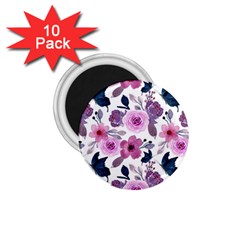 Purple-flower-butterfly-with-watercolor-seamless-pattern 1 75  Magnets (10 Pack) 