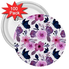 Purple-flower-butterfly-with-watercolor-seamless-pattern 3  Buttons (100 Pack) 