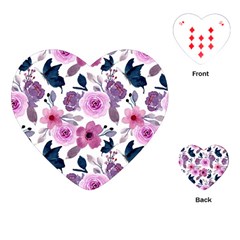 Purple-flower-butterfly-with-watercolor-seamless-pattern Playing Cards Single Design (heart)