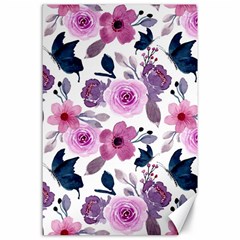 Purple-flower-butterfly-with-watercolor-seamless-pattern Canvas 24  X 36 