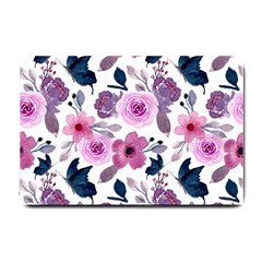 Purple-flower-butterfly-with-watercolor-seamless-pattern Small Doormat 