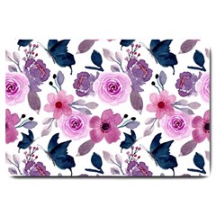 Purple-flower-butterfly-with-watercolor-seamless-pattern Large Doormat  by Jancukart