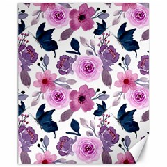 Purple-flower-butterfly-with-watercolor-seamless-pattern Canvas 11  X 14 