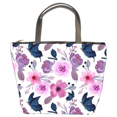 Purple-flower-butterfly-with-watercolor-seamless-pattern Bucket Bag