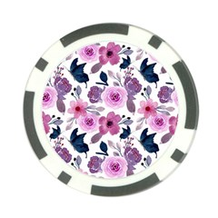 Purple-flower-butterfly-with-watercolor-seamless-pattern Poker Chip Card Guard (10 Pack)