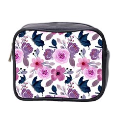 Purple-flower-butterfly-with-watercolor-seamless-pattern Mini Toiletries Bag (two Sides) by Jancukart