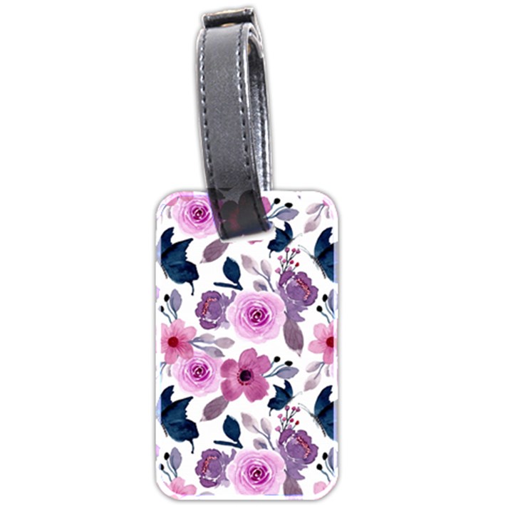 Purple-flower-butterfly-with-watercolor-seamless-pattern Luggage Tag (two sides)