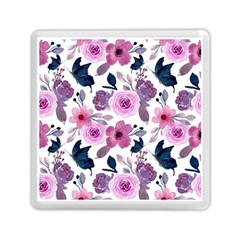 Purple-flower-butterfly-with-watercolor-seamless-pattern Memory Card Reader (square)