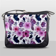 Purple-flower-butterfly-with-watercolor-seamless-pattern Messenger Bag