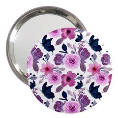 Purple-flower-butterfly-with-watercolor-seamless-pattern 3  Handbag Mirrors by Jancukart