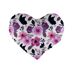 Purple-flower-butterfly-with-watercolor-seamless-pattern Standard 16  Premium Heart Shape Cushions