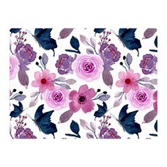 Purple-flower-butterfly-with-watercolor-seamless-pattern Double Sided Flano Blanket (mini) 