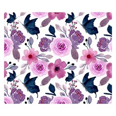 Purple-flower-butterfly-with-watercolor-seamless-pattern Double Sided Flano Blanket (small) 