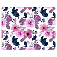 Purple-flower-butterfly-with-watercolor-seamless-pattern Double Sided Flano Blanket (medium) 