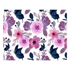 Purple-flower-butterfly-with-watercolor-seamless-pattern Double Sided Flano Blanket (large) 