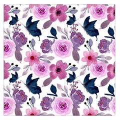 Purple-flower-butterfly-with-watercolor-seamless-pattern Square Satin Scarf (36  X 36 )